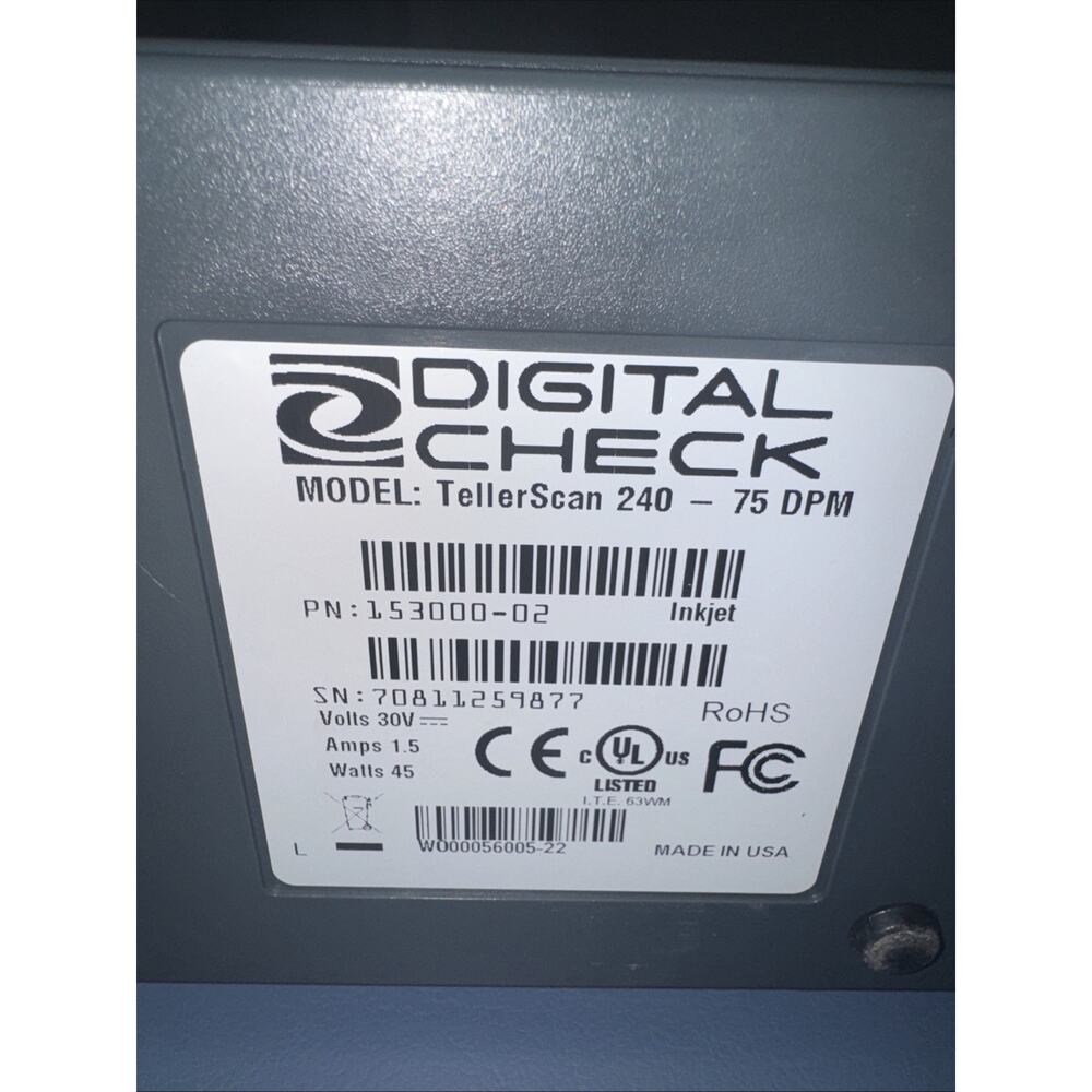 Digital Check Tellerscan TS240 Color Duplex USB Check